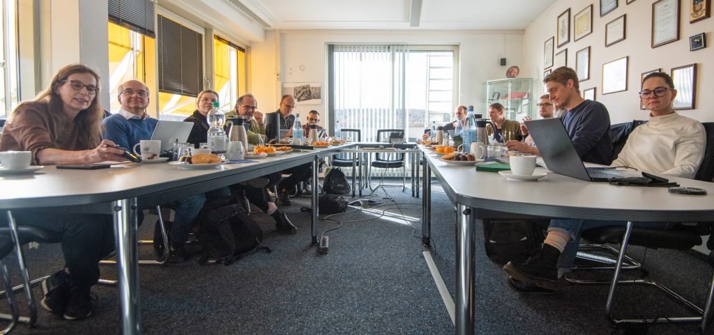ZESS members meeting at ZESS, University of Siegen on 4 November 2025. Left to right: Secretary Gabi Basten, Prof Thorsten Raasch, Prof Jasmin Grosinger, Prof Peter Haring Bolívar, Prof Andreas Kolb, Prof Bhaskar Choubey, Dr Holger Nies, Prof Kristof Van Laerhoven, Philipp Schneider, Peter Hof, Prof Michael Möller, Jun-Prof Jovita Lukasik [Photo: Jan Söhlke/ZESS]