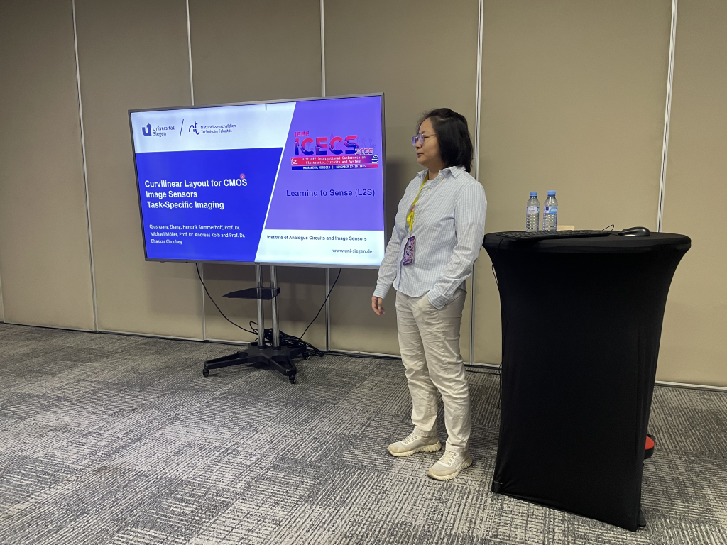 Learning to sense PhD student Qiushuang Zhang at ICECS 2025 in Marakesh [Photo: private]