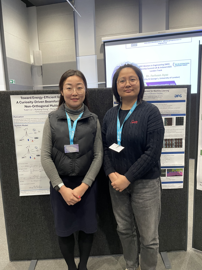 Learning to sense PhD student Qiushuang Zhang with Yoqin Liu (Queen Mary University London) at IEEE WIE in London [Photo: private]